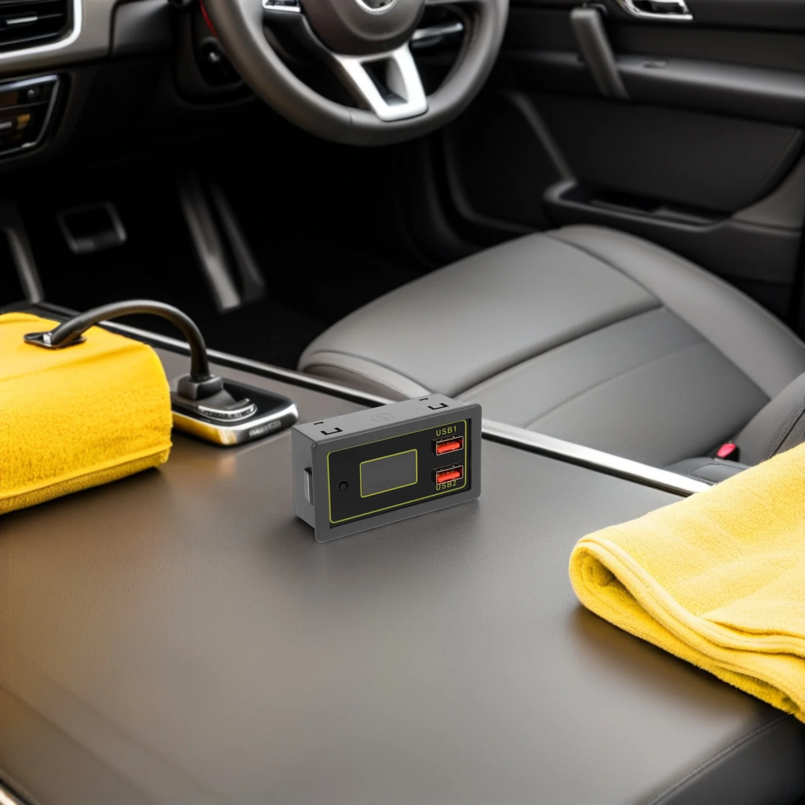 

Portable Digital Automotive Voltage Monitor Real Time Capacity Tester Dual Voltage Fast Charging Usb Port Car