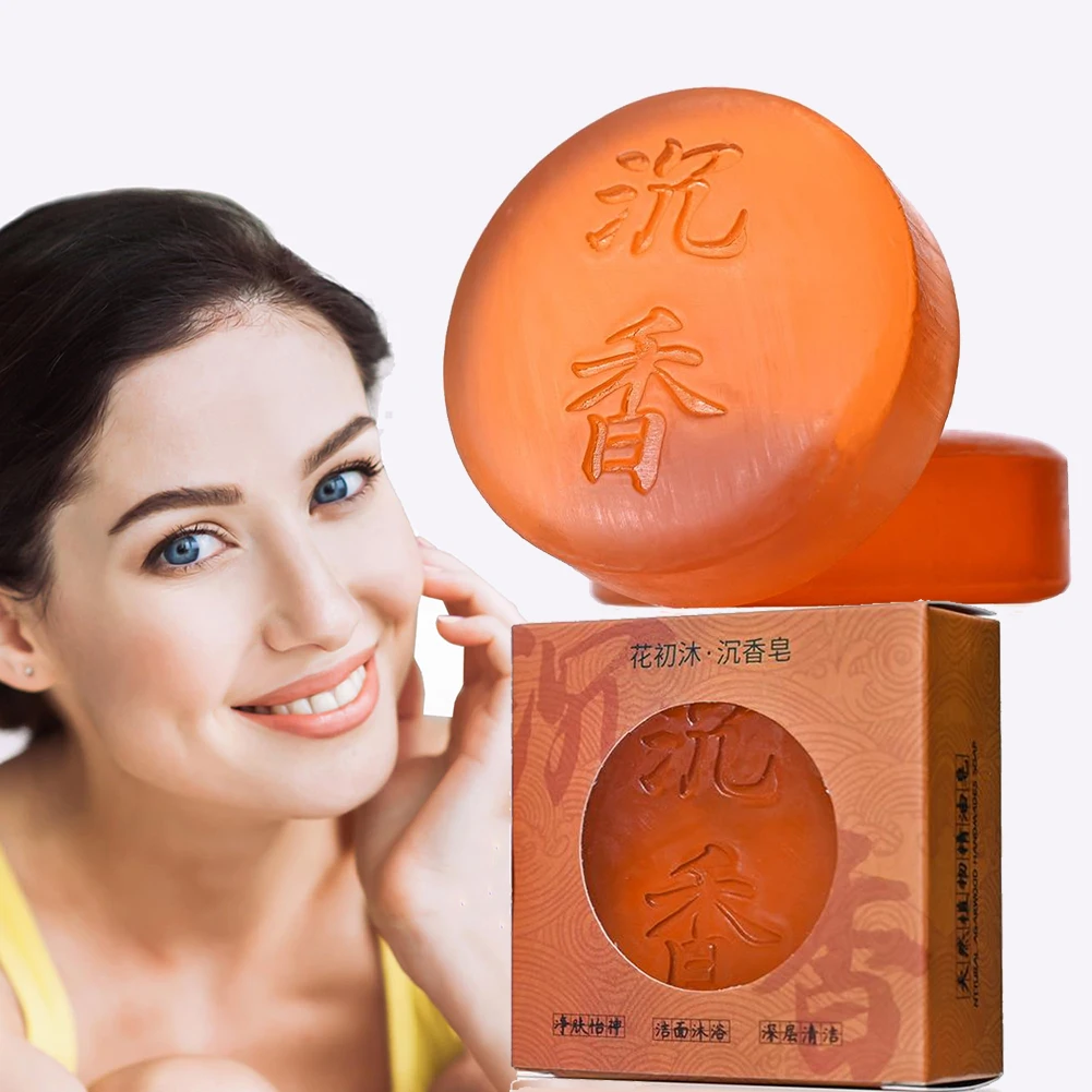 

100g Agarwood Essential Oil Soap, Natural Agarwood Soap Bar Moisturizing Cleansing Bath Soap, Brighten Refreshing Oil Control