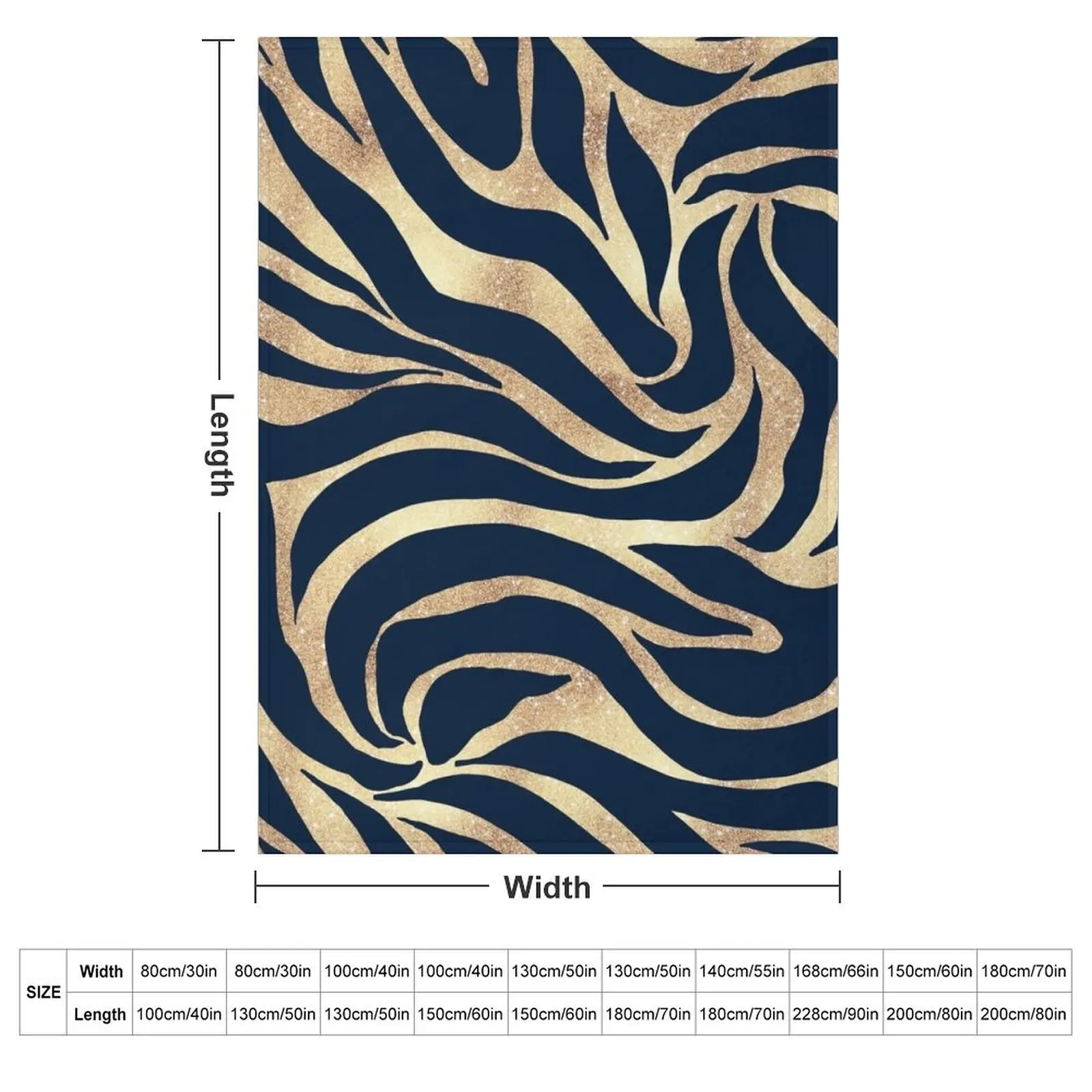 Elegant Navy Blue Gold Zebra Print Throw Blanket Furrys Retros Hairys Sofa blankets and throws Blankets