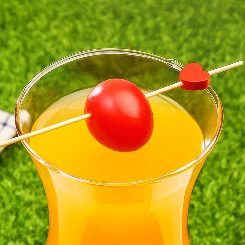 

100 Pcs Heart Shaped Bamboo Picks for Dessert Appetizers Party Supplies Disposable Skewers Sturdy No Burrs