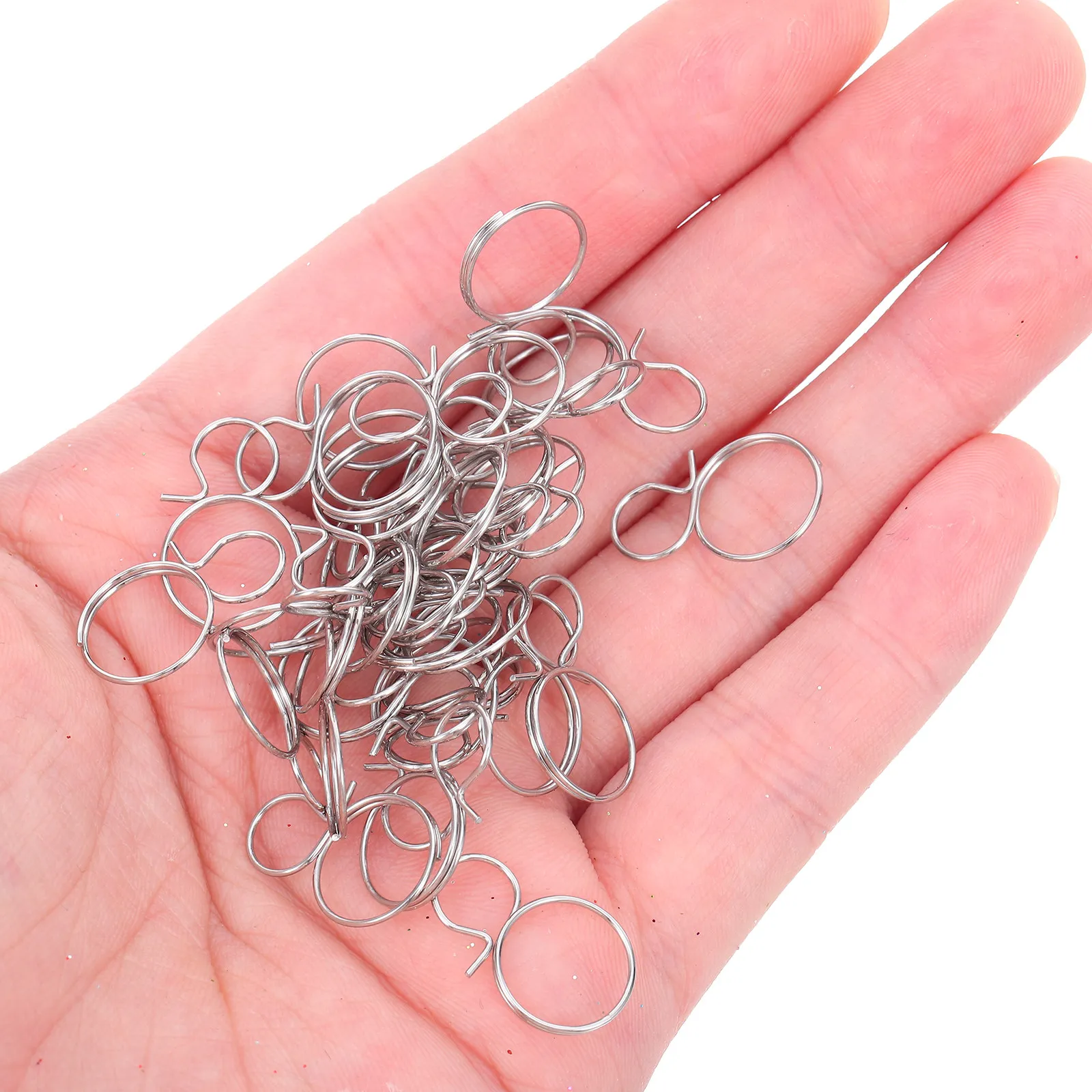 100Pcs Stainless Steel Crystal Lamp Connectors Figure 8 Shape Suncatcher Hooks Metal Pendant Light Fastening Clips