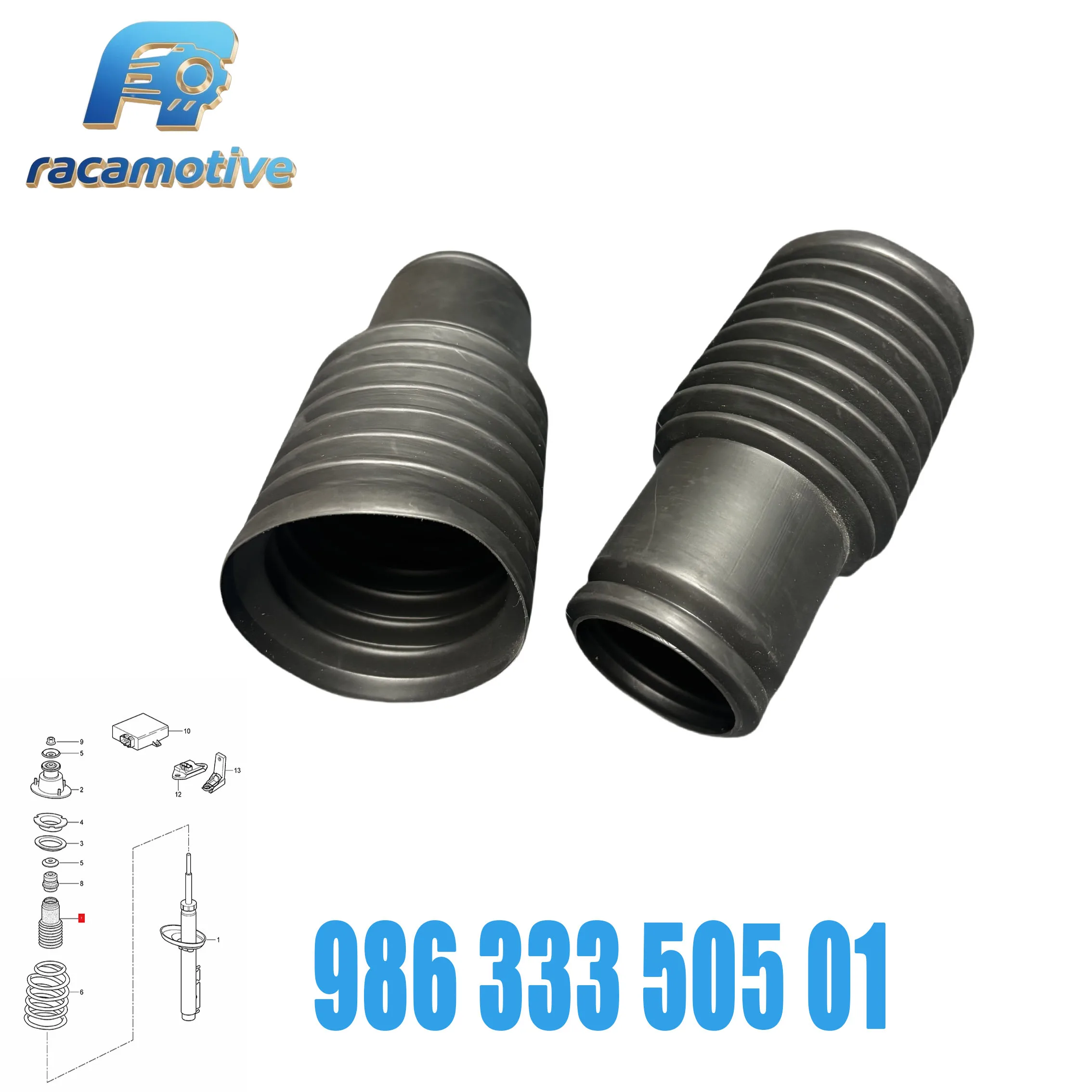 Picture 7: New 98633350501 for Porsche 911 Cayenne Boxster Cayman 1 Pair Shock Absorber Coil Spring Dust Cover 986 333 505 01.
