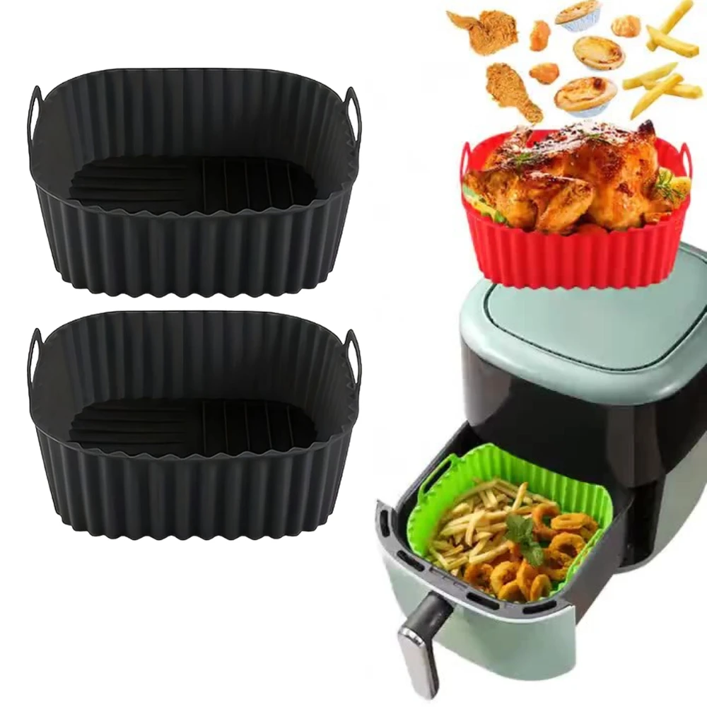 1–3 Stück Silikon-Luftfritteusen-Einlagen, wiederverwendbar, antihaftbeschichtet und leicht zu reinigen, Grillwerkzeuge, Ofen, mikrowellengeeignet für gesundes Kochen, Restaurant