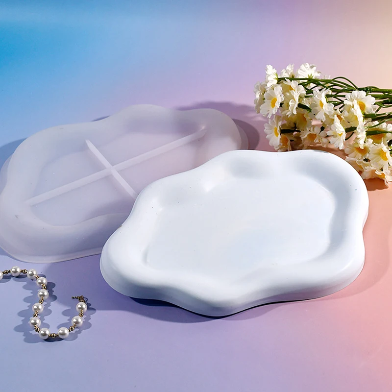 Irregular Cloud Shape Tray Silicone Resin Mold Concrete Plate Silicone Mold DIY Gypsum  Candle Holder Casting Mold