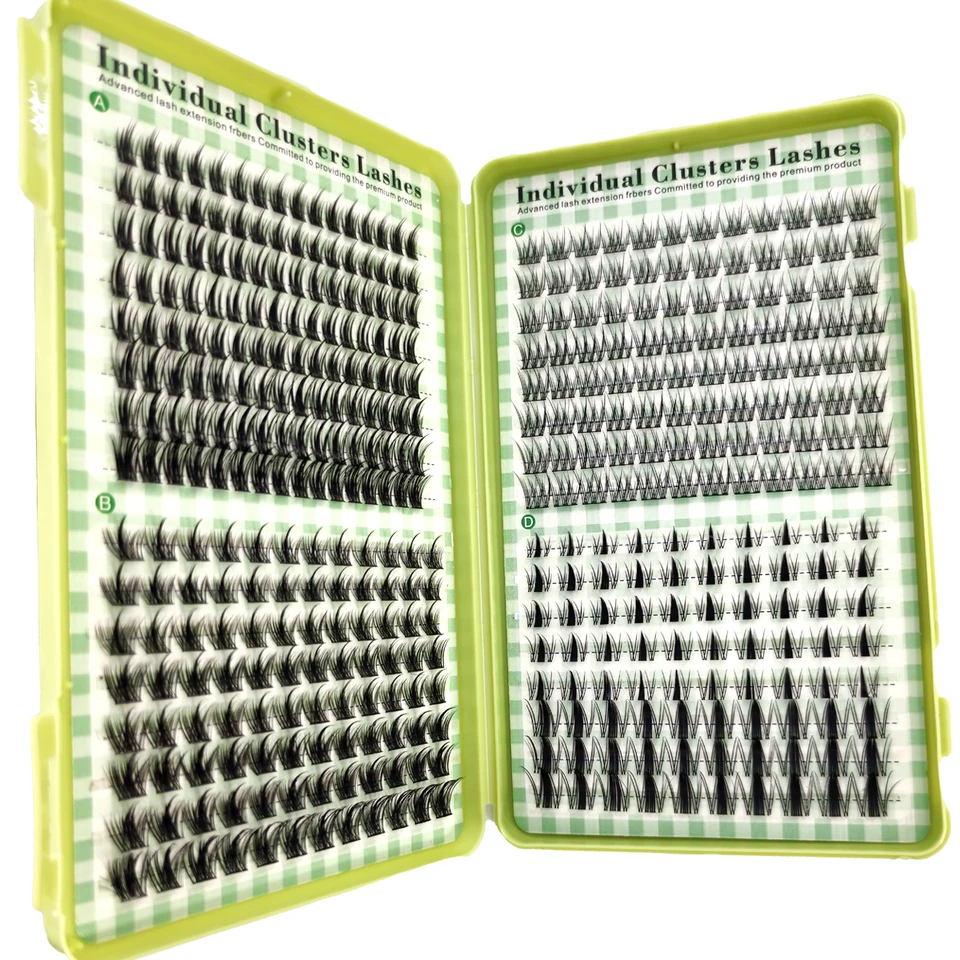 AMSDCN 512pcs Pestañas en racimo Naturales Manga Falsas Bandeja mixta DIY Extensión de pestañas Volumen Racimos Pestañas Alargadas 4