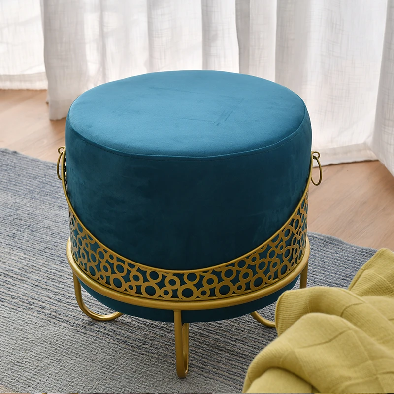 Nordic low stool creative circular stool modern clothing store circular sofa stool personalized home fabric