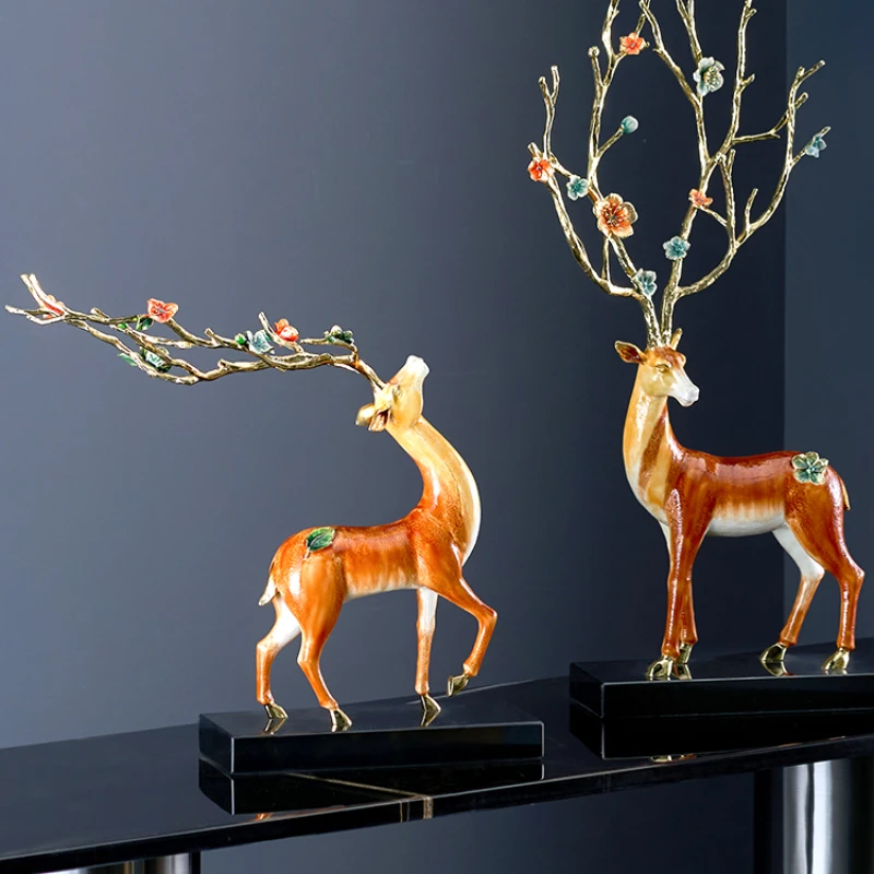 Saint Laurent's New Chinese Enamel Colorful Lucky Deer Decoration, Creative Decoration of Living Room Corner Tables, Light