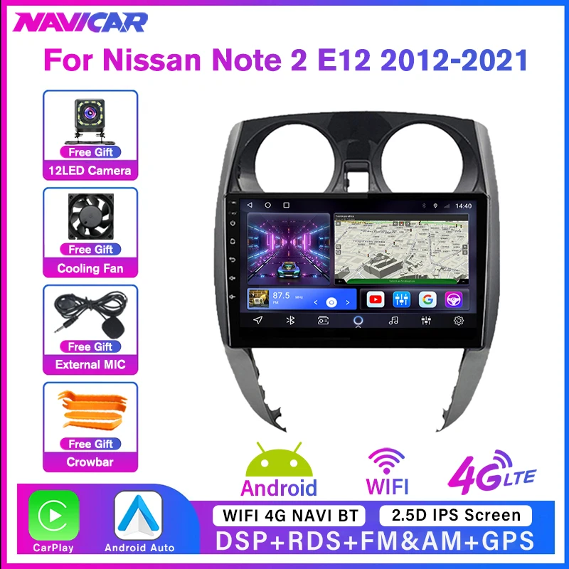 

Автомобильный радиоприемник NAVICAR Android10 для Nissan Note 2 E12 2012-2021, автомобильный мультимедийный плеер для Carplay, автомобильный навигатор GPS, Автомобильное видео, Авторадио