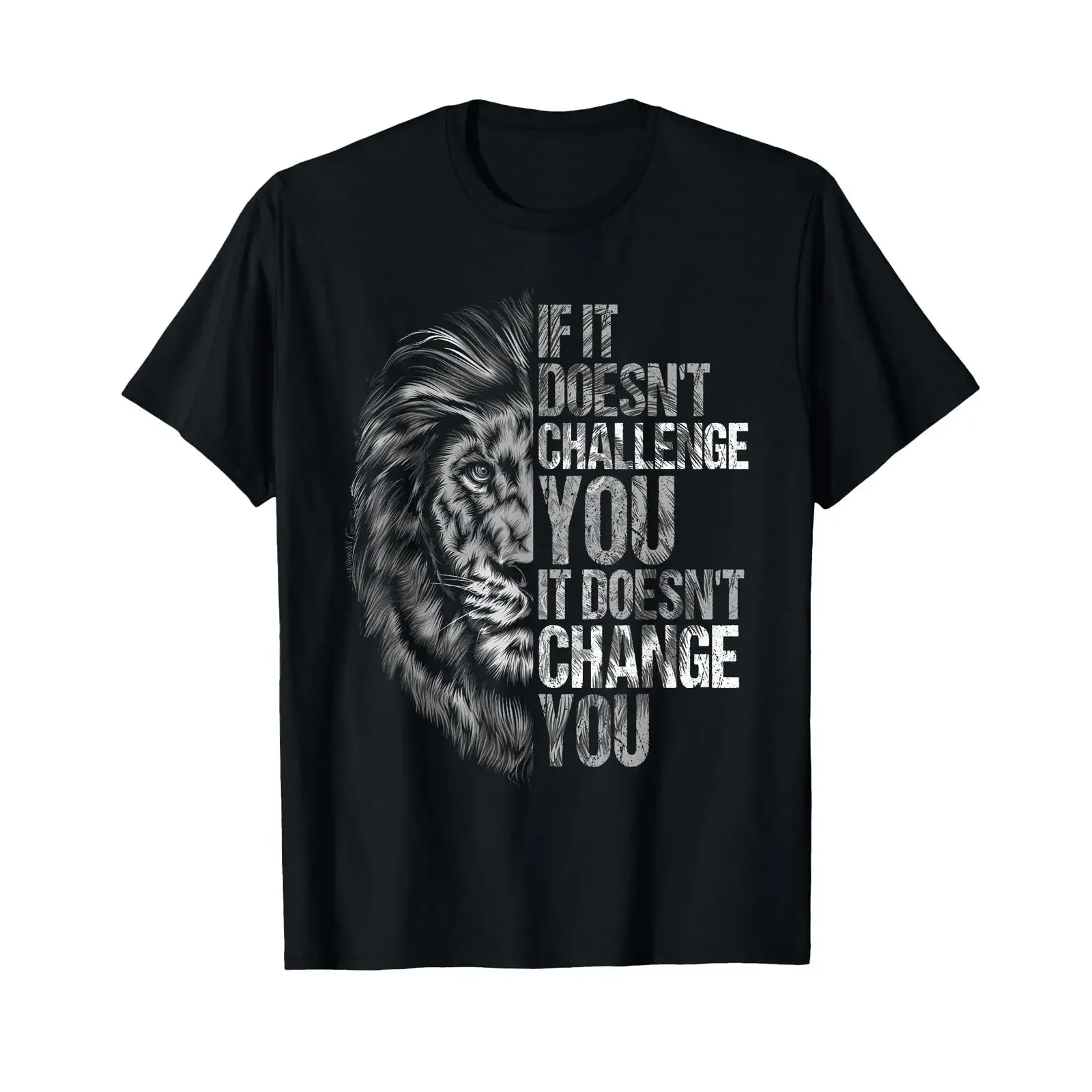 Motivational Training and Fitness Quotes Lion Mindset T Shirt vintage Washed Casual streetwear Breathable designer clothes