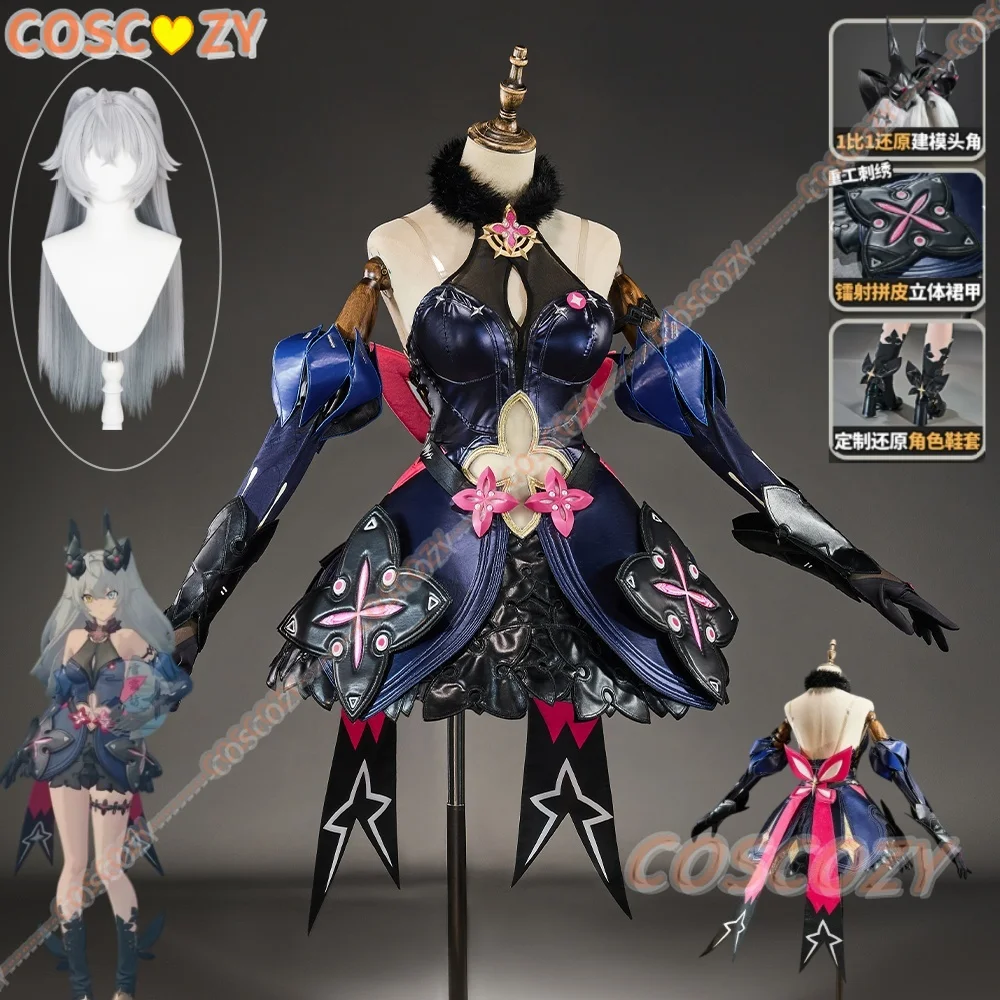 Game Zenless Zone Zero ZZZ Lindverne Sunbringer Cosplay Costume Accessories Wig Demon Horns Halloween Quality Anime Dress Set