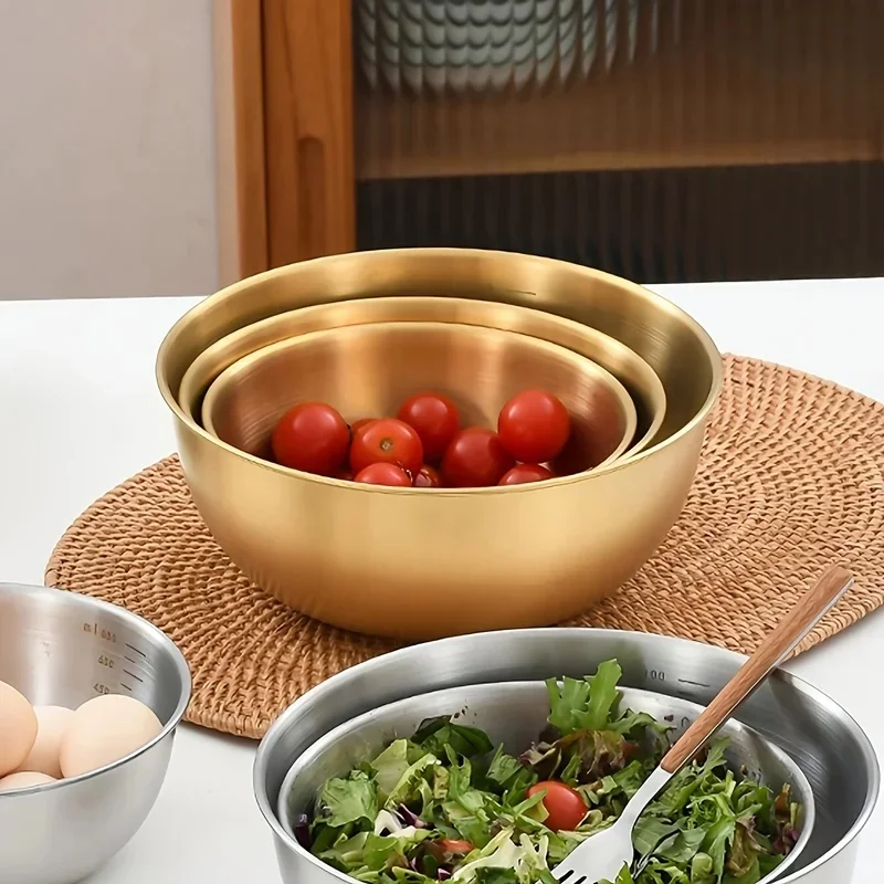 Nesting Stainless Steel Mixing Bowls Set of 3 with Scale Marks, Oven Dishwasher Safe Bowl for Baking Cooking Salad Prep