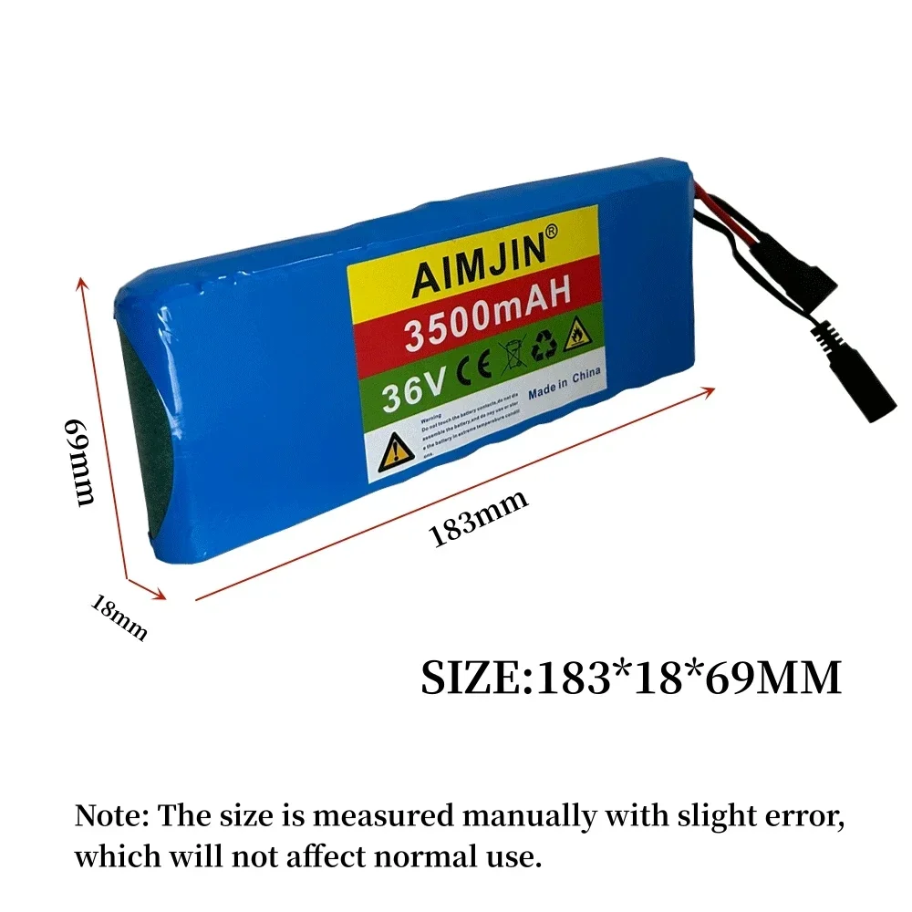 36V Battery 10S1P 3.5Ah 36V 3500mah 18650 Lithium Ion Battery Pack Ebike Electric Car Bicycle Scooter 20A BMS +42 V 2A Charger