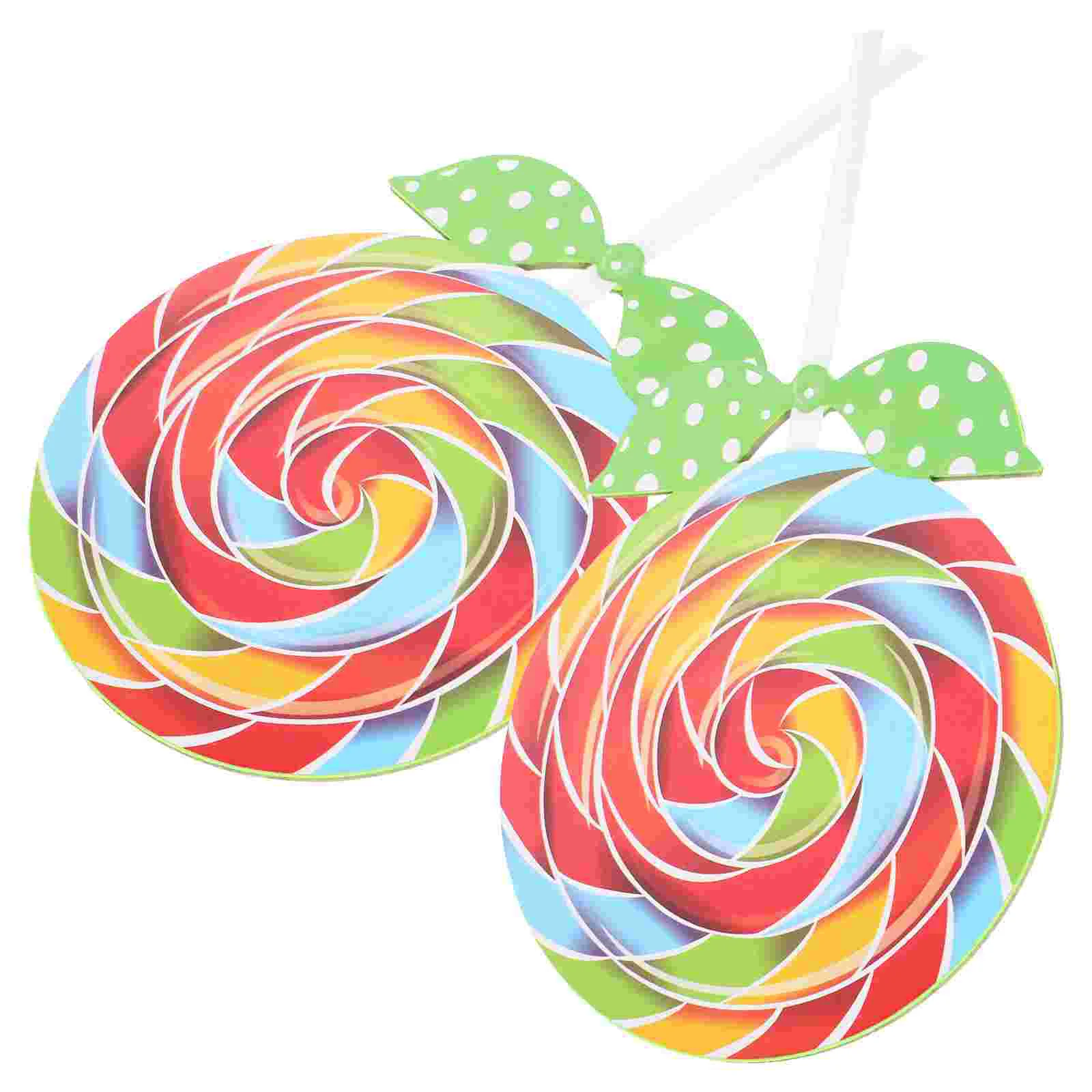 2 Pcs 16CM Single Sided Rainbow Lollipop Photo Props Simulation Candy Decorative naments Kids Dance Performance