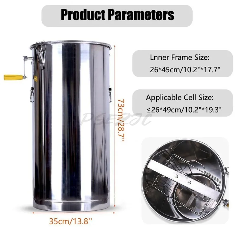 Stainless Steel Small Household Manual Shaking Honey Machine Seamless Honey Separator Honey Bucket Beekeeping Tool