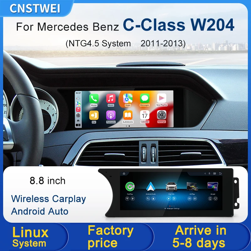 Cnstwei Linux System 8.8inch Display Touch Screen For Mercedes Benz C Class W204 S204 Wireless Carplay Android Auto Car Players