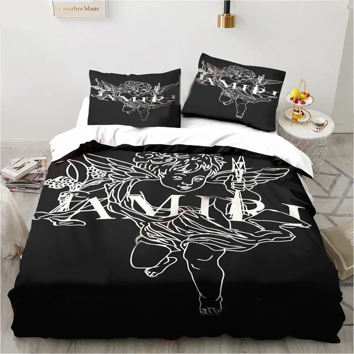 Imagem -04 - Logo Amiris Graffiti Padrão Bedding Grupo Capa de Edredão Bed Grupo Quilt Cover Fronha Consolador Rei Queen Size Boys Adulto