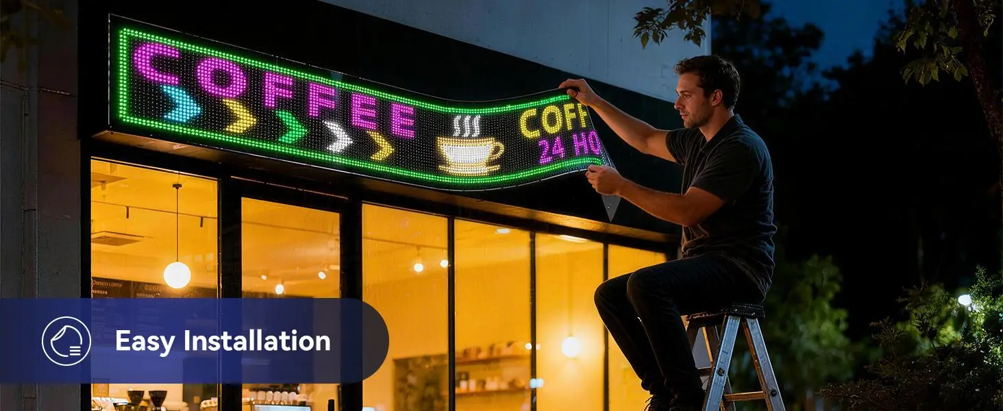 LED Scrolling Advertising Signs Flexible LED Display Bluetooth App Control DIY Text Pattern Animation for World Cup Bar Store