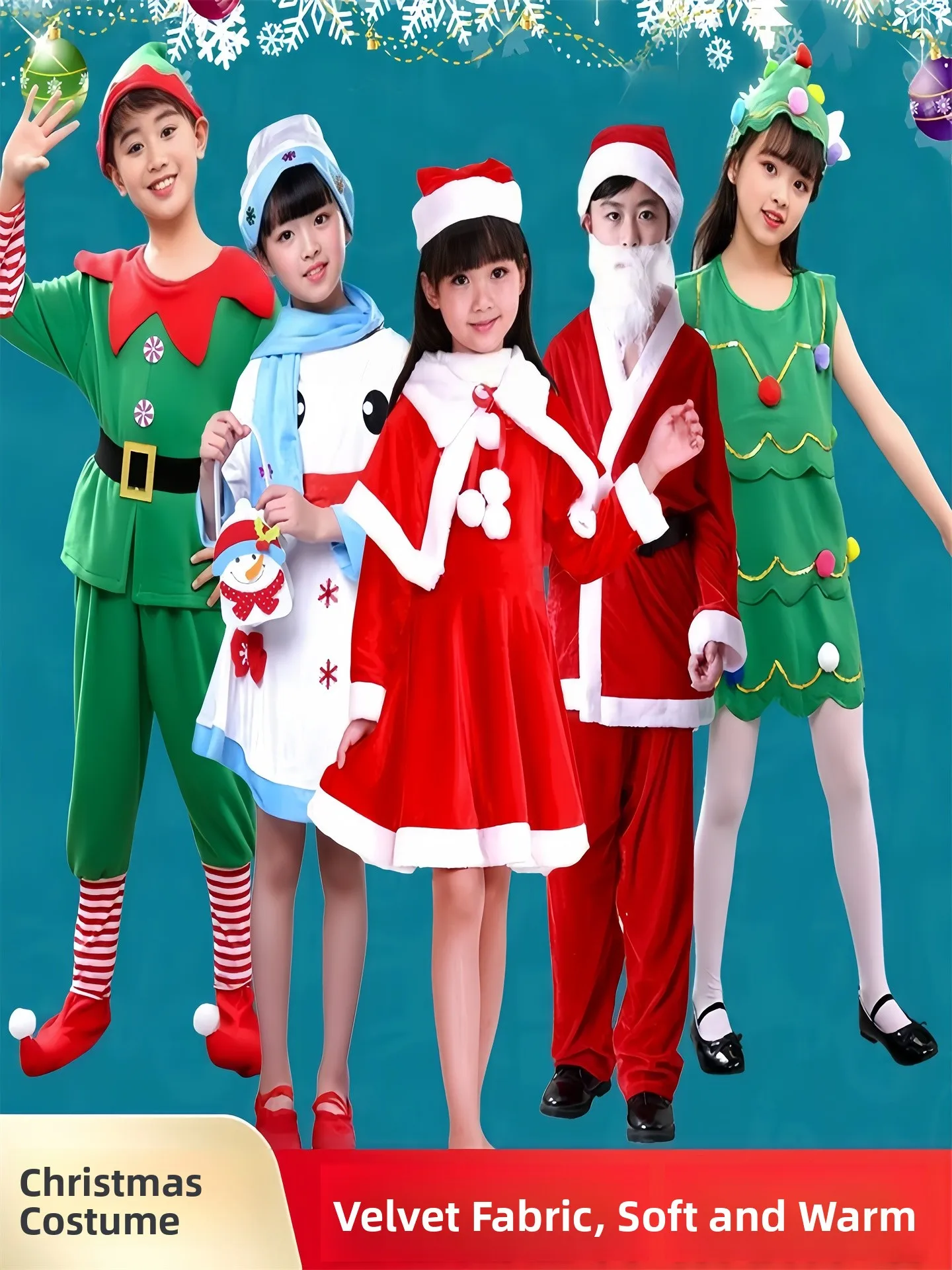 Fsia de Natal Infantil Papai Noel COS sex Roupa de Feriado Vestido de Natal para Crianças em Material PU