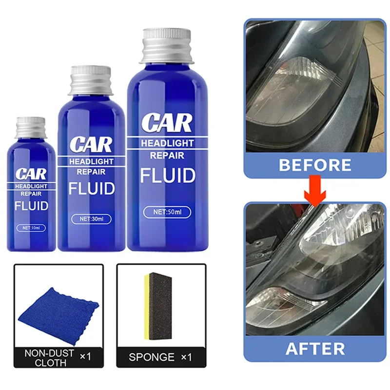 Car Headlight Repair Fluid Scratch Remover Protection Auto Headlight Cleaner Automotive Sponge Cloth Headlight Restoration Kit