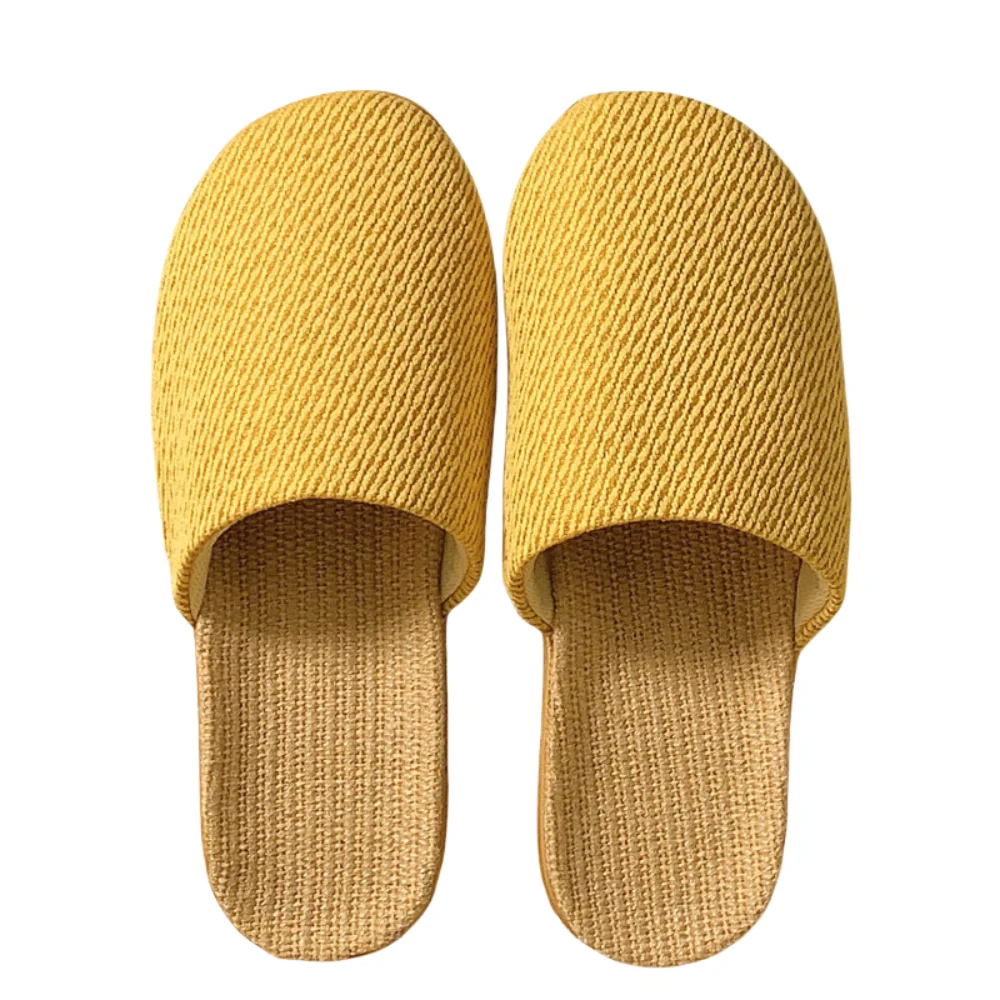 

Fashion Simple Linen Slippers Soft Silent Soles Close Toe Slippers Anti Slip Home Shoes Flat Slippers Women