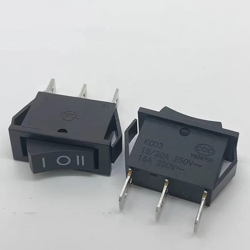 1~5pcs/lot KCD3-103 three-pin three-speed black boat-shaped shift switch 16A 250V CQC certified