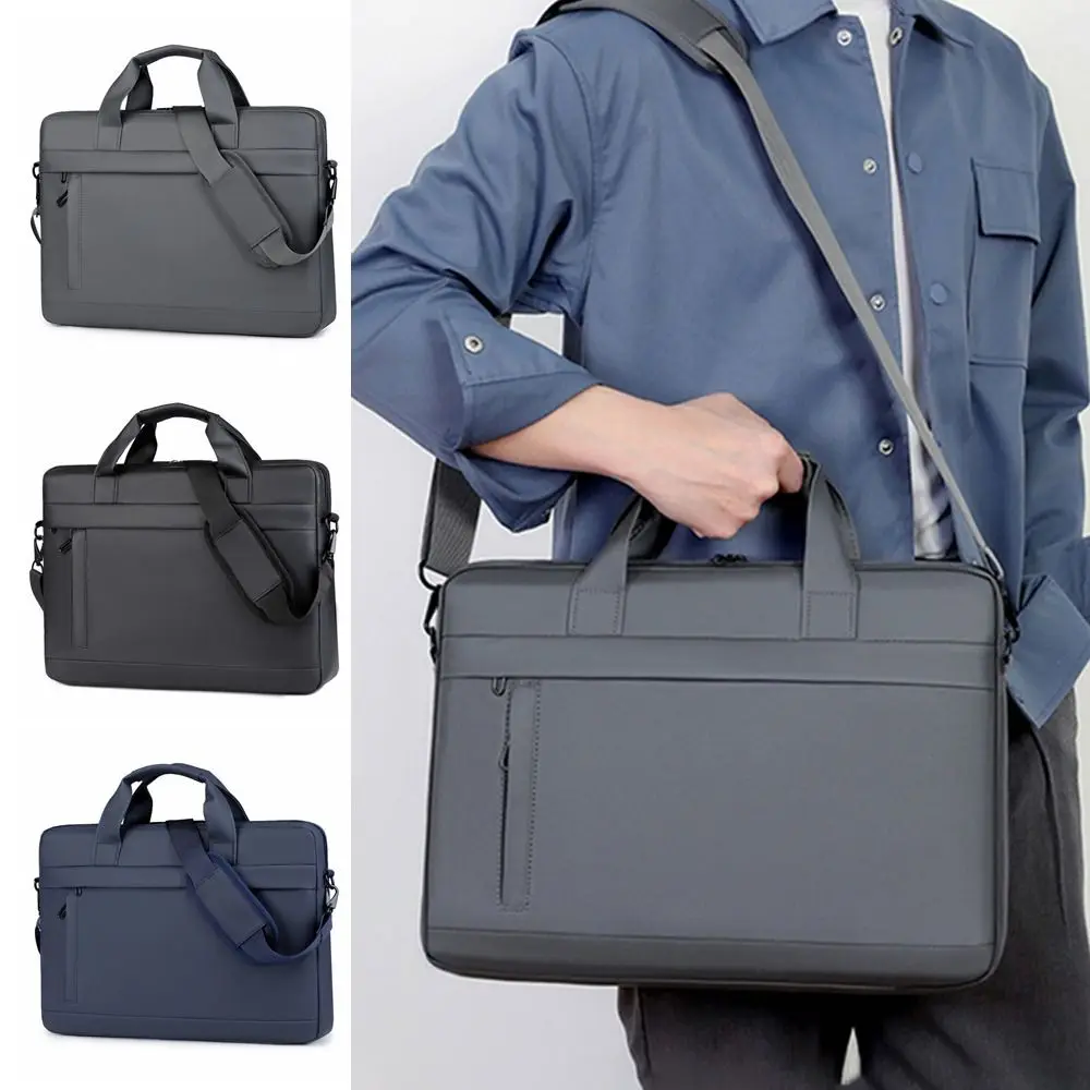 Shoulder Strap Men Business Laptop Bag Briefcase 15.6inch Portable Laptop Bags Solid Color Thicken Laptop Shoulder Bag