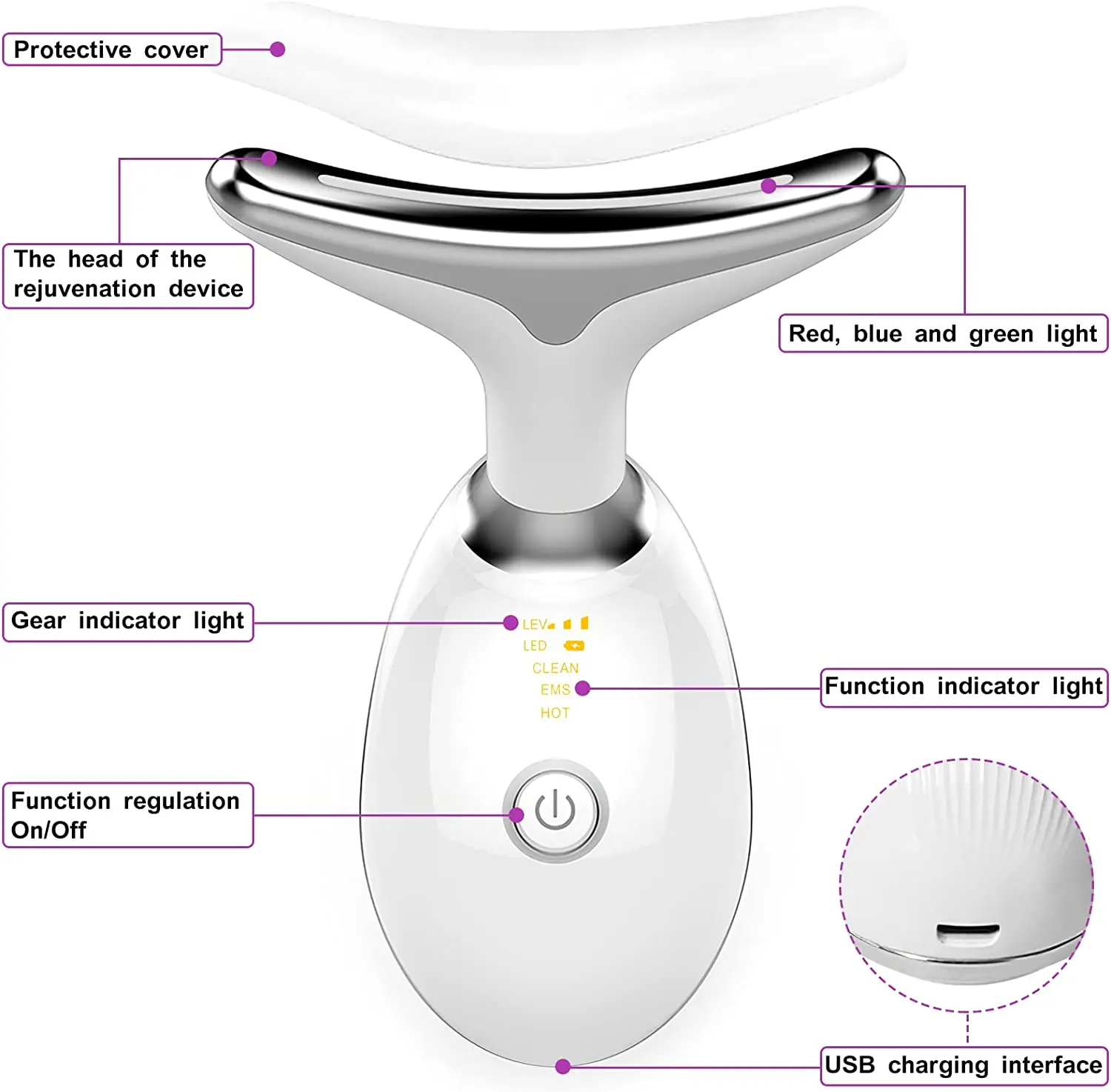 Neck Face Lifter EMS Neck Face Lifting Massager Skin Tighten Device LED Photon Therapy Anti Wrinkle Double Chin Remover