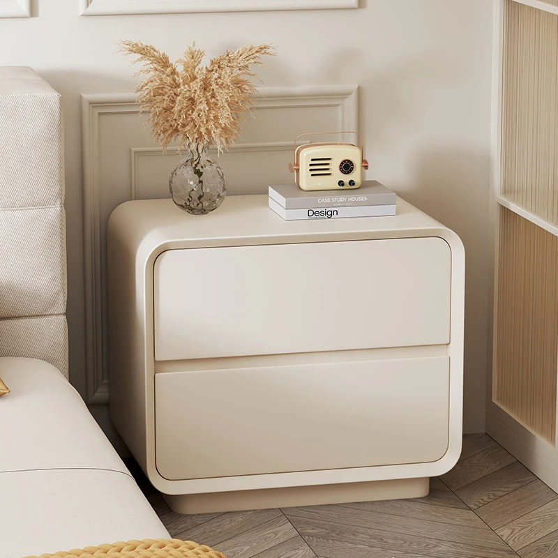 

Leather bedside table simple modern small light luxury cream wind bedside table bedroom home locker