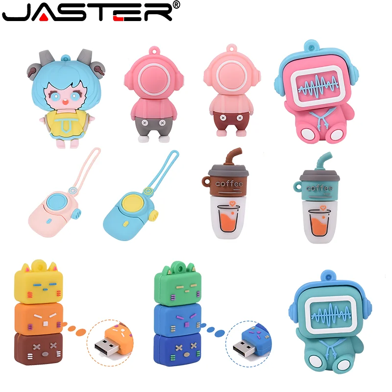 JASTER New Cartoon Flash Drive 64GB Cute Baby Real Capacity USB 2.0 32GB Owl Pendrive 16GB 8GB Memory Stick Gifts for Children