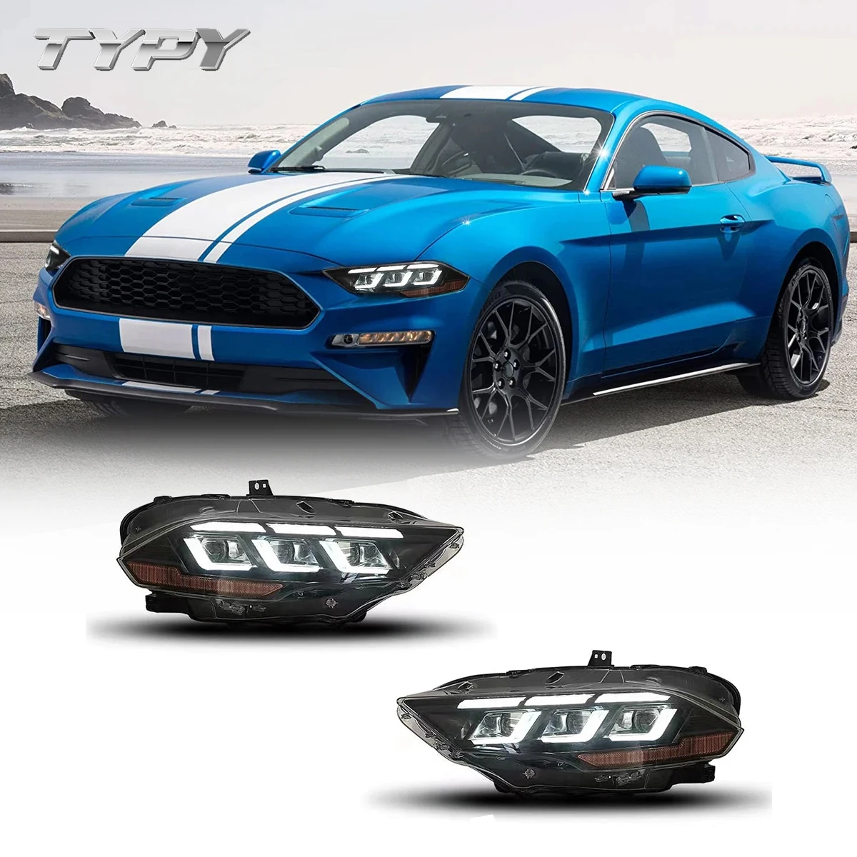 

Car Headlamp Modified LED Head Lamp 6 Lenses Head Light LED Daytime Running Lights For Ford Mustang 2018-2023