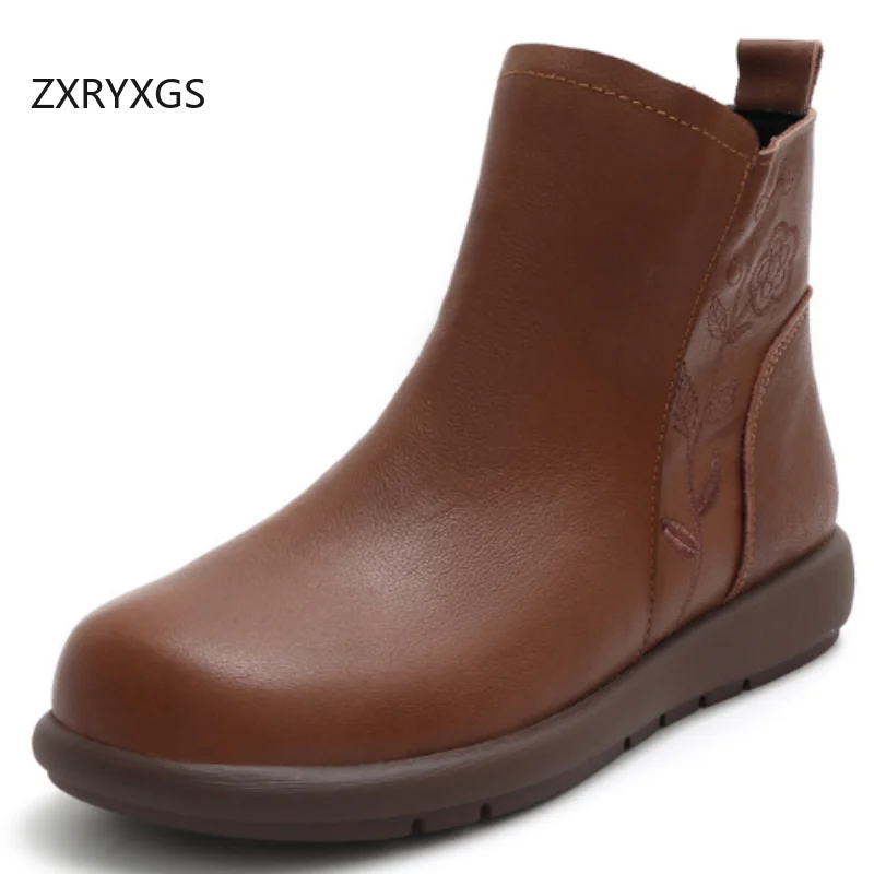 

ZXRYXGS Сапоги из воловьей кожи с верхним слоем в британском стиле, одинарная женская обувь, ботинки на плоской подошве, 2026, новые осенне-зимние ботинки, обувь больших размеров