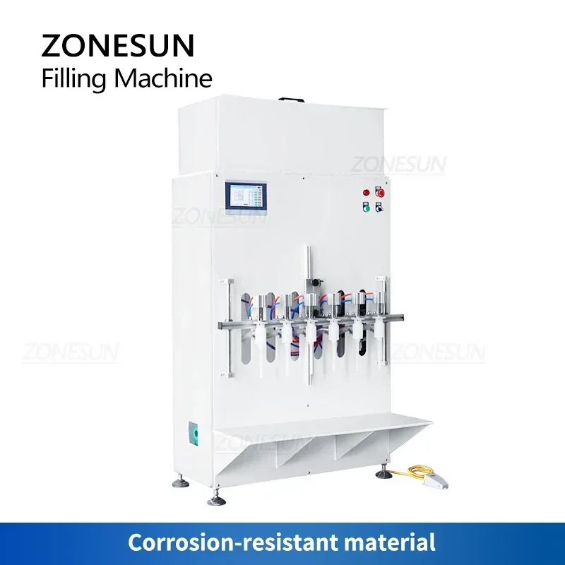 ZONESUN ZS-YTCR6 آلة تعبئة السوائل الحمضية القوية المآلة المطهر حمض القلويات المطهر آلة حشو الزجاجات التبييض