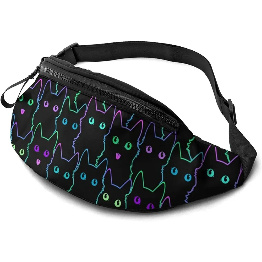 Casual Fanny Pack for Men Women Cute Cat Silhouettes Waist Bag Pack with Adjustable Belt for Travel Sports Running