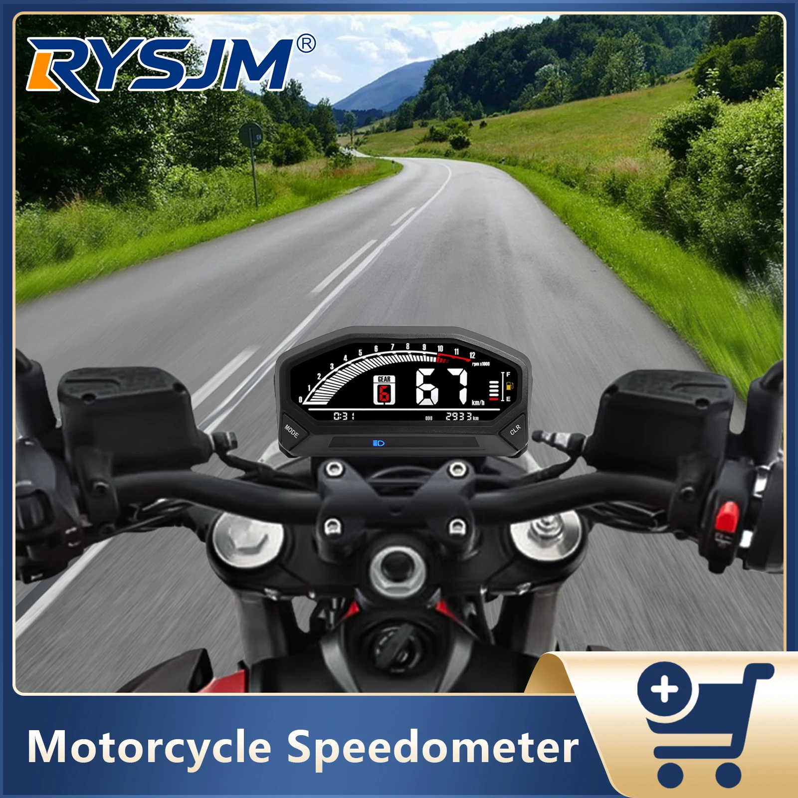 

Motorcycle Speedometer LED Motor Dashboard Speed Gauge RPM Tachometer Fuel Level Meter Gear Display Odometer Instrument Panel
