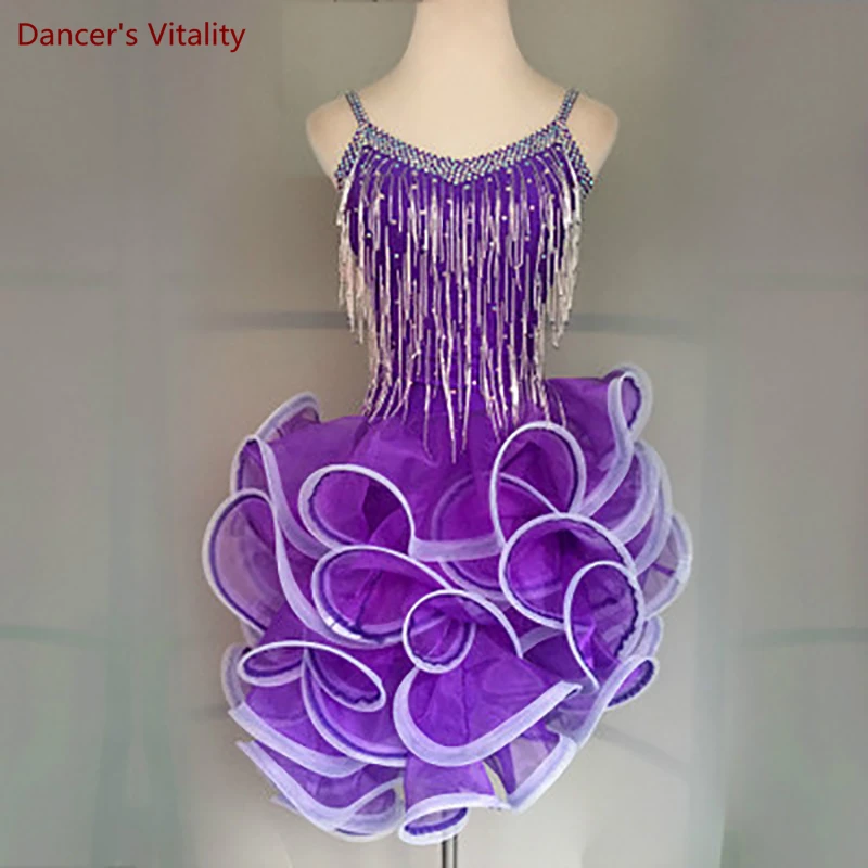 New style latin dance costume sexy spandex tassel latin dance dress for women latin dance competition dresses A46 S-4XL