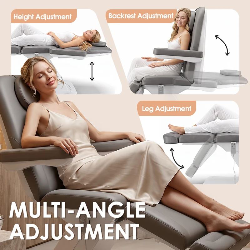 3 Motor Electric Beauty Bed Adjustable Massage Bed Sofa for Salon Furniture SPA Stretcher for Lash Technicians Waterproof PU