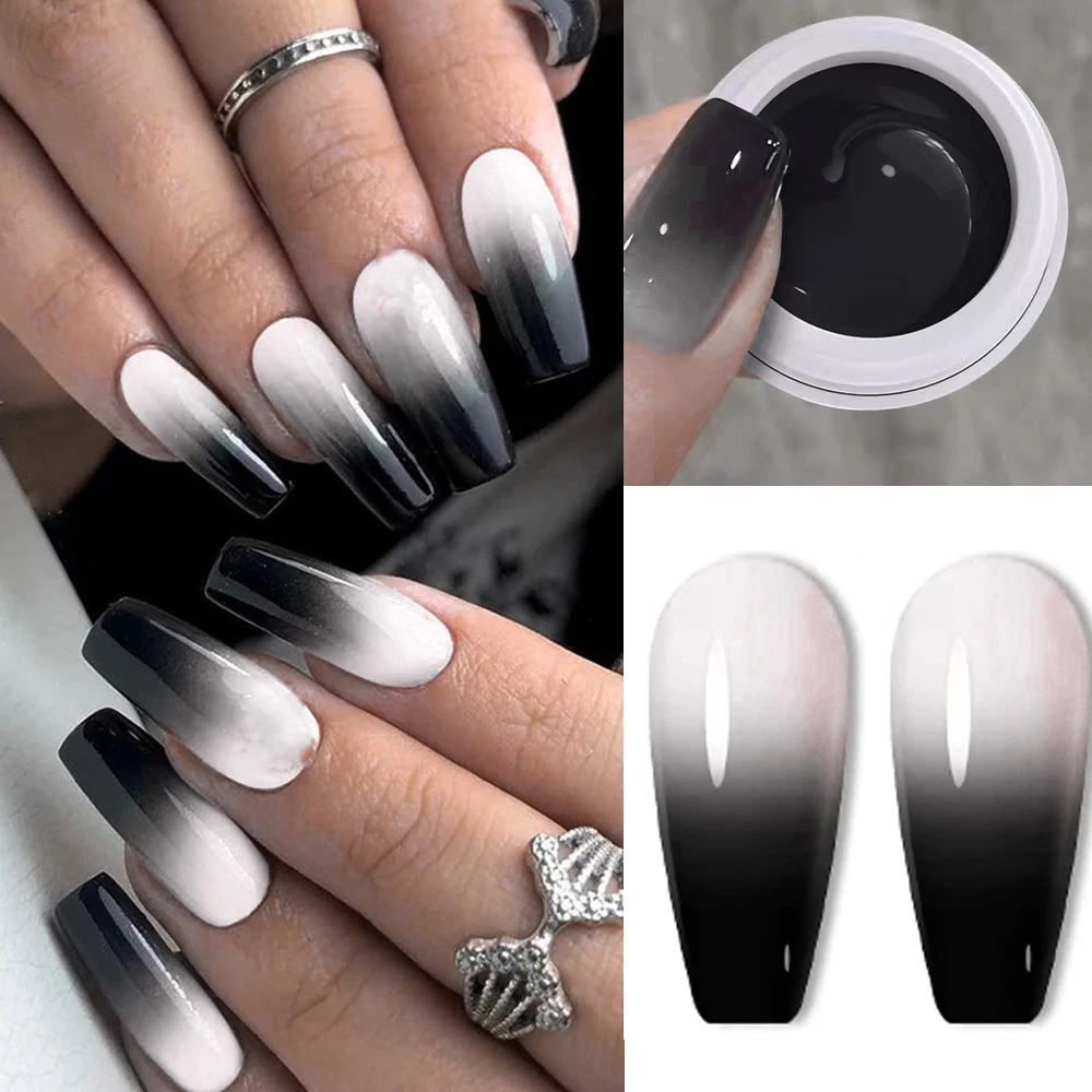 New# Black White Gradient No-Flowing Nail Gel Creamy Painting Ombre Bloom Black Gel Color Gradient UV LED Japan Pat Nail Gel