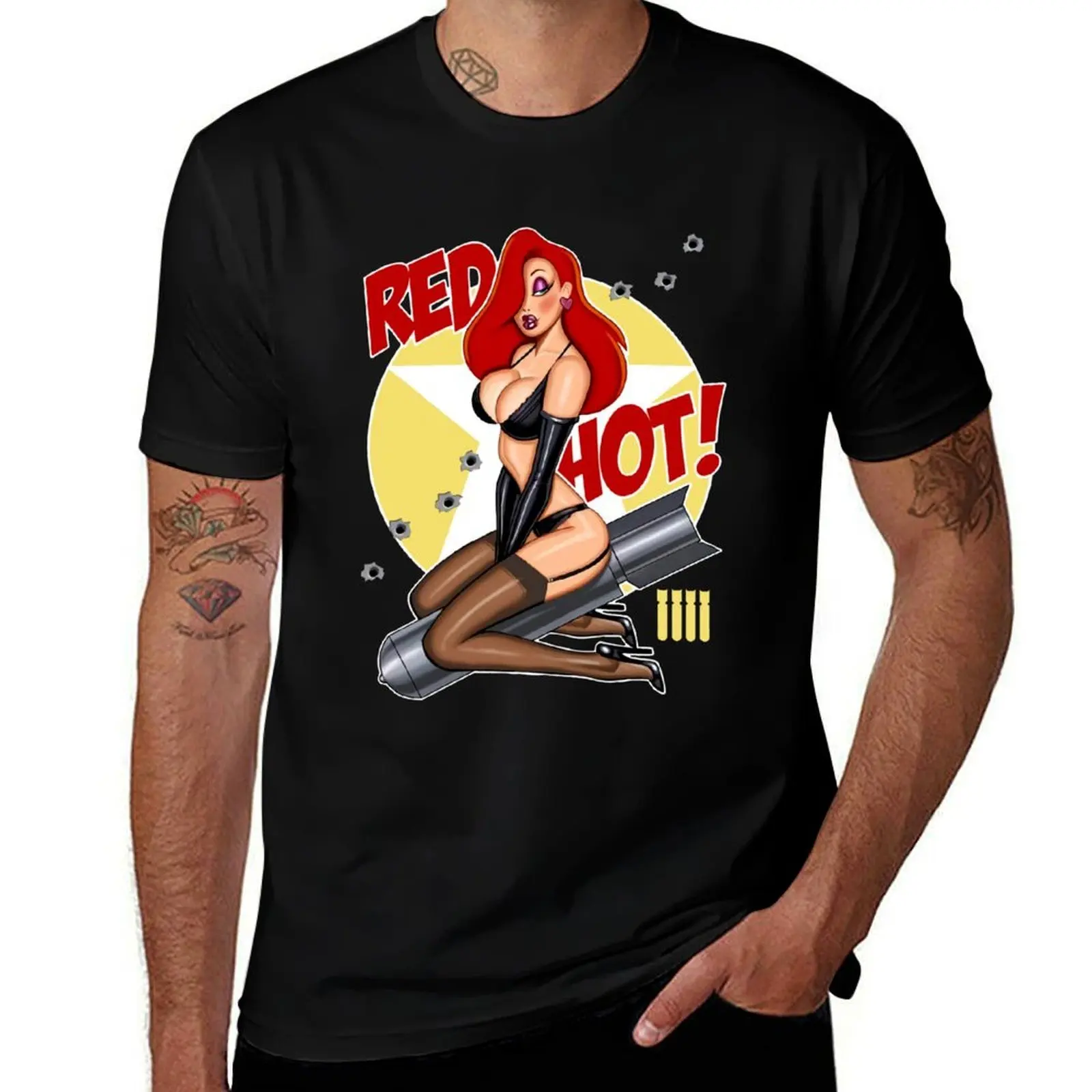 

Red Hot Nose Art Jessica Rabbit 17 T Best Women 90s Retro Unique Best Hot Idea T-Shirt Work Wear Breathable Tee