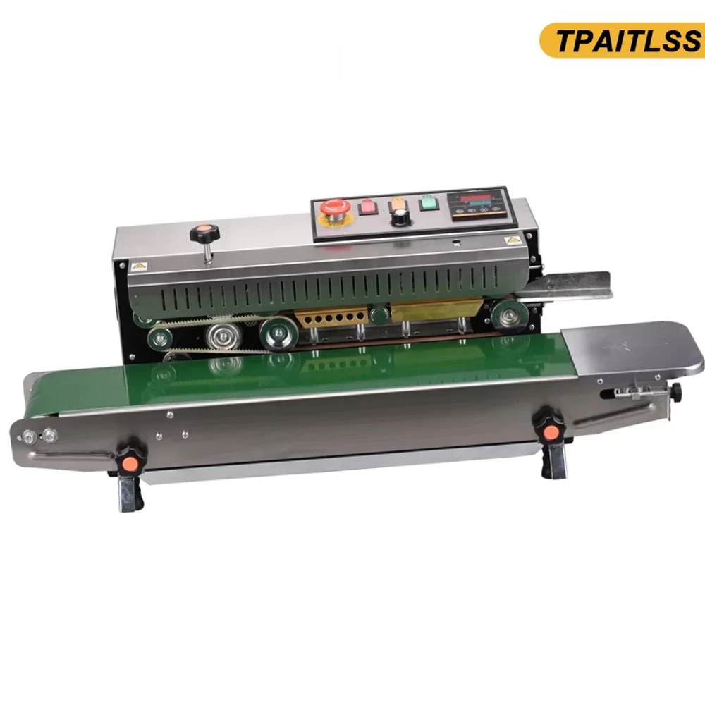 

FR-770 Стандартная настольная фабричная машина непрерывного запечатывания Сумка Пленочная лента Печать Уплотнение Машина даты из нержавеющей стали