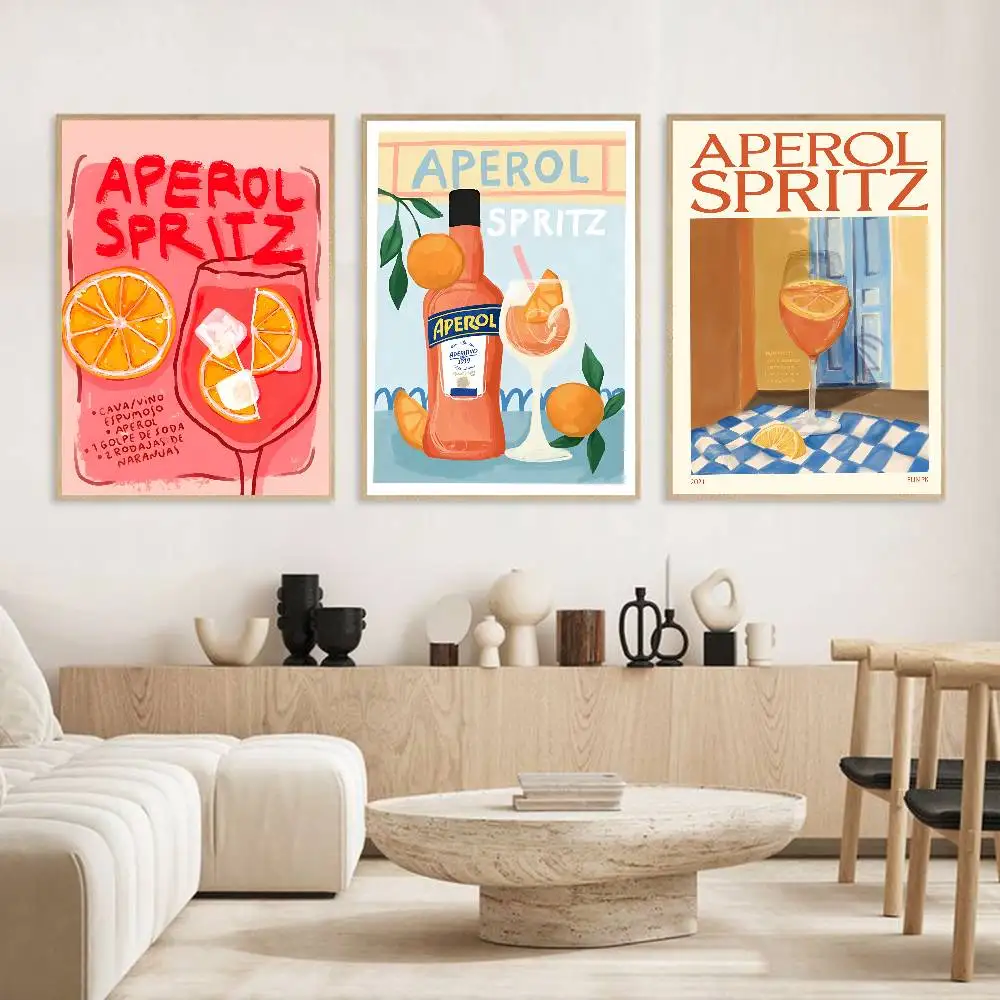 Juice Mojito Aperol S-Spritz Poster High Quality Dorm Living Room Aesthetic Wall Decoration Painting Stickers Gift