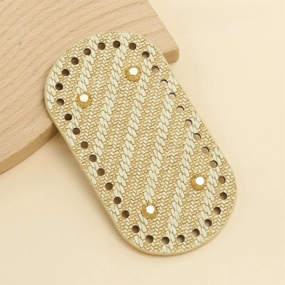 

PU Leather Crochet Bag Bottom with Holes Oval Knitted Bag Base Wear-Resistant Making Bags Purse Handmade Bottom for Women