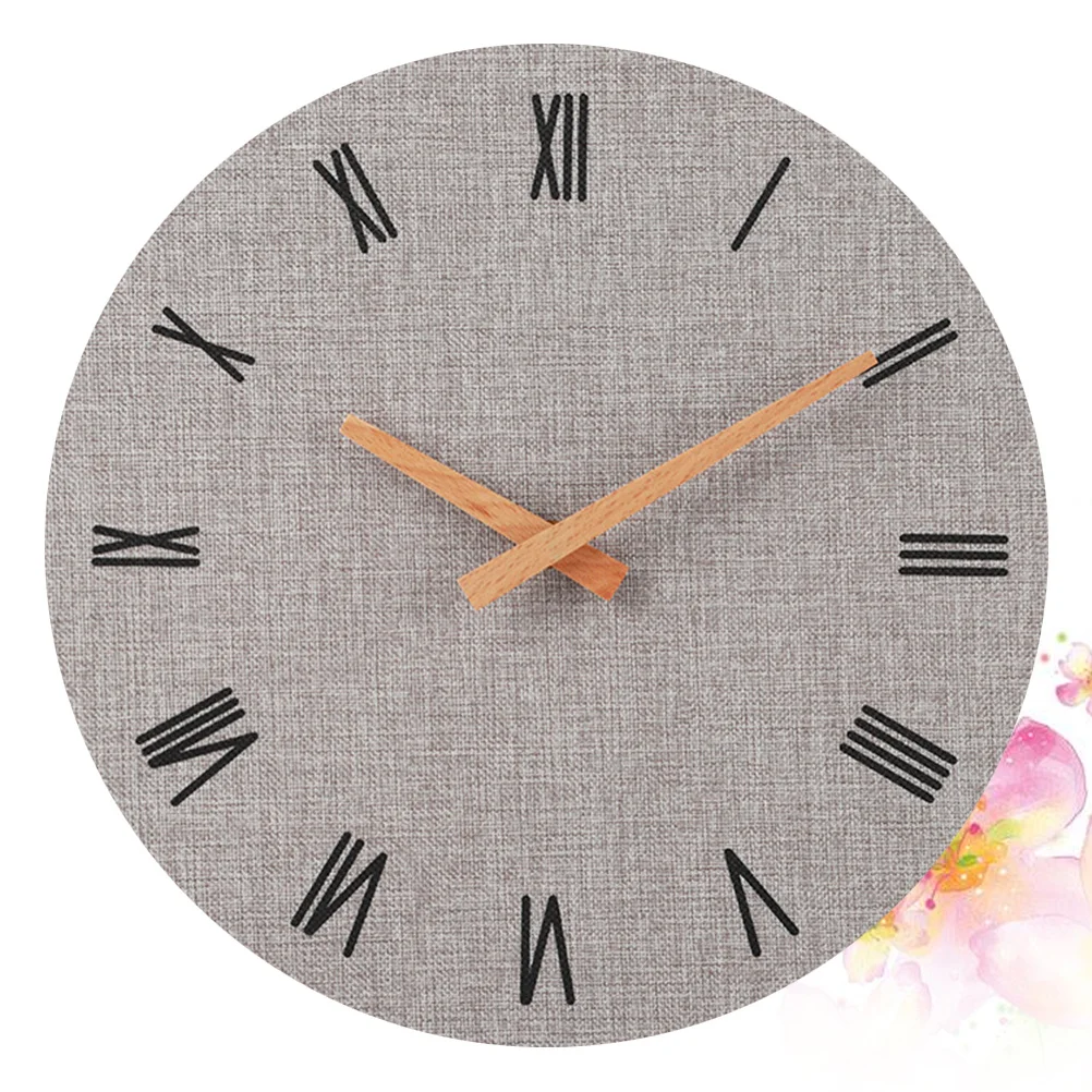 

1Pcs Grey Vintage Roman Wooden Wall Clock 12 Inch Creative Hanging Clock Decor No Punching Easy Install for Room Bedroom Living
