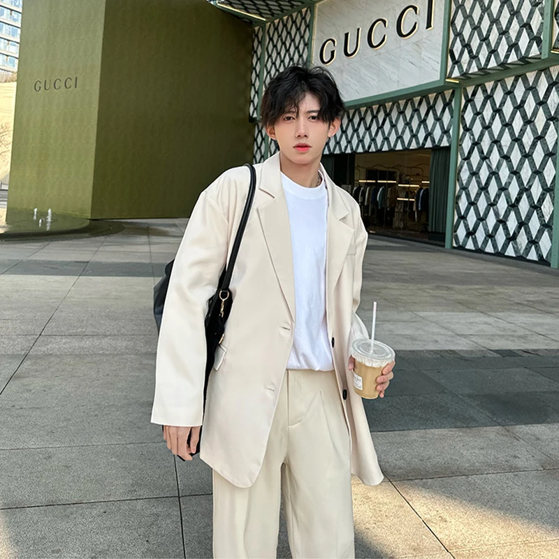 

Elegant British Style Suit Set Youthful Trendy Khaki Color High-End Feeling Naples Men's Clothing Pairing a Handsome Look