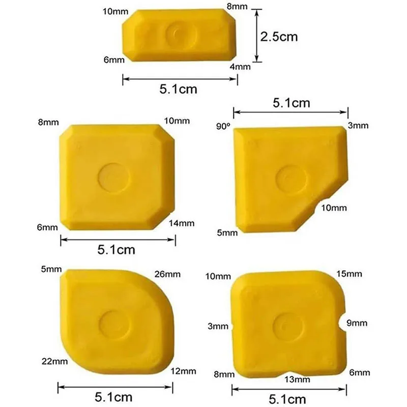 مجموعة أدوات السد مكونة من 5 قطع، مكشطة ملعقة مانعة للتسرب من السيليكون، أدوات إصلاح الحواف، منظف حواف بلاط الأرضيات