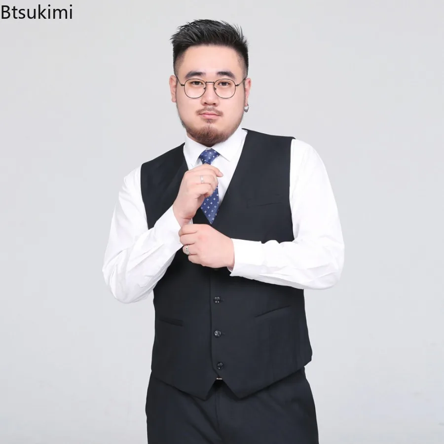 Jas rompi pria gaya elegan 2024 rompi pria bisnis Formal leher V Single Breasted Fashion rompi pria ukuran Plus S-10XL