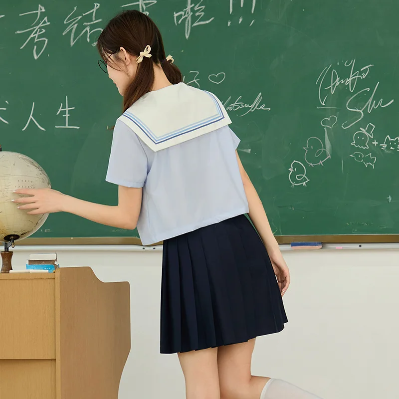 Set di uniformi JK in stile giapponese, gonne corte a pieghe, abito da marinaio, uniforme scolastica, mini abito con gonna blu navy per studenti cosplay