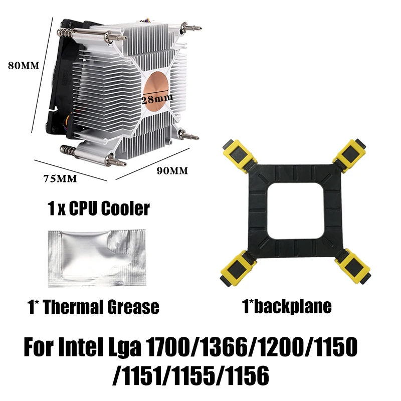 CPU Air Cooler 4PIN PWM Aluminum/Copper Core Silent Cooling Fan for Intel 1150/1151/1155/1156/1700/1200/1366 PC Radiator