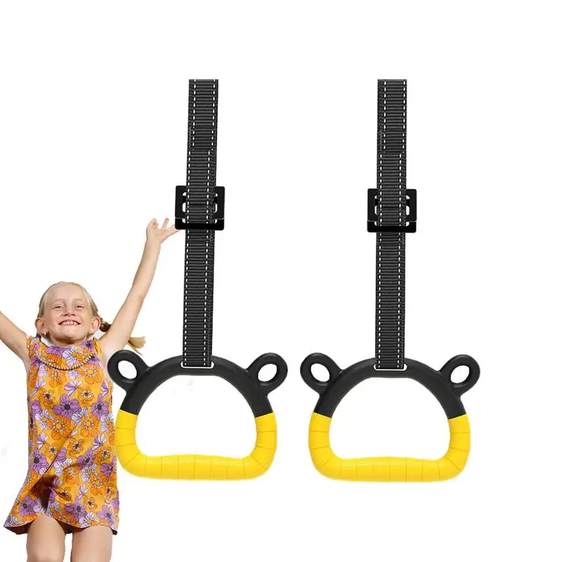 Rings for Pull up Bar 2pcs Cute Bear Shape Exercise Rings Set Non-Slip Calisthenics Rings Professional Home Fitness Equipment