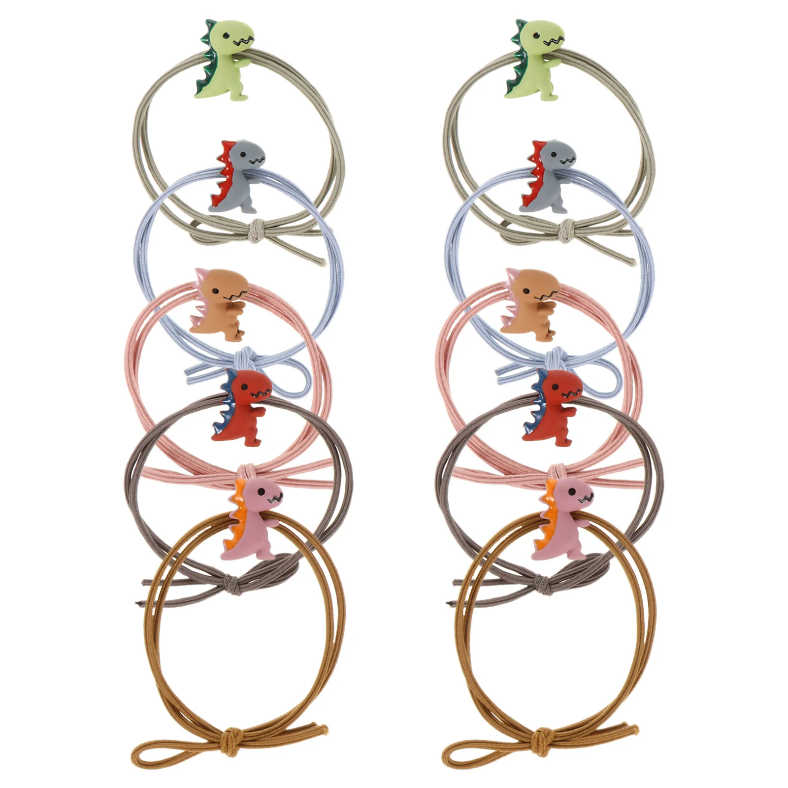 

10pcs Cartoon Dinosaur Ties Girls Elastic Bands Accessories Hair Rope For Party Birthday Travel School Use Hair Rubber Bands For