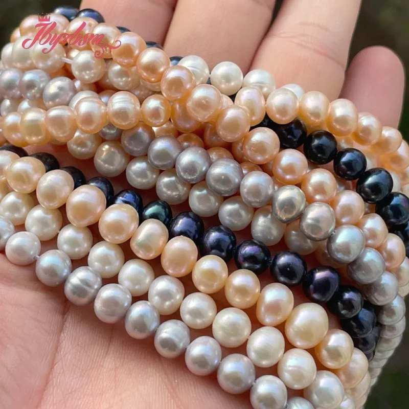 6-6.5mm Natural Cultured Freshwater Pearl Nearround Beads Loose Natural Stone Beads For DIY Necklace Bracelat Jewelry Making 15\